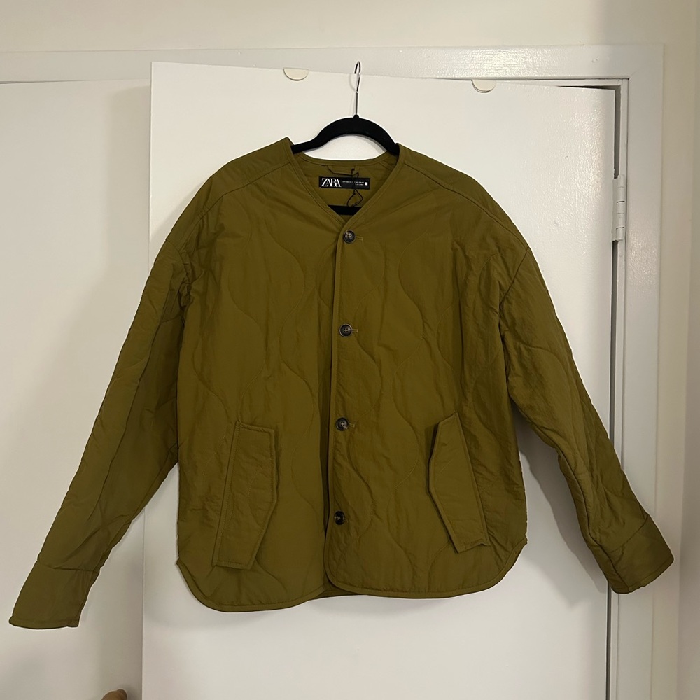 NWOT Zara Army Quilted Jacket size S/M